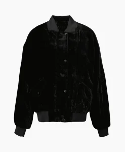 Alix The Label Bomberjack Ladies Woven Oversized Velvet Zwart*Dames Jassen