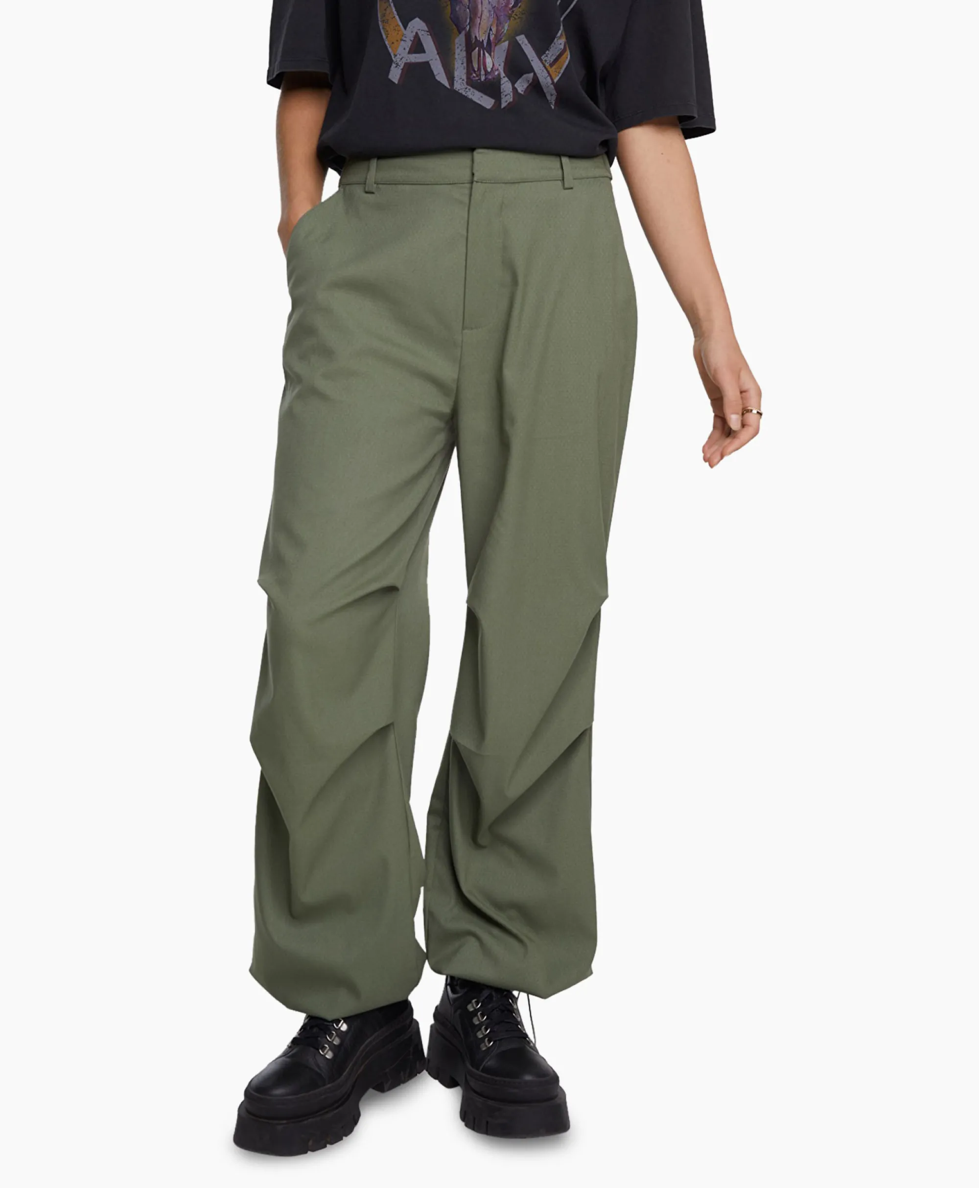 Alix The Label Cargobroek Woven Baggy Pants Groen*Dames Broeken