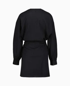 Alix The Label Jurk Ladies Woven Linen Look Wrap Dress Zwart*Dames Bruiloftskleding