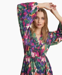 Alix The Label Mini Jurk Woven Camouflage Flower Zwart*Dames Bruiloftskleding