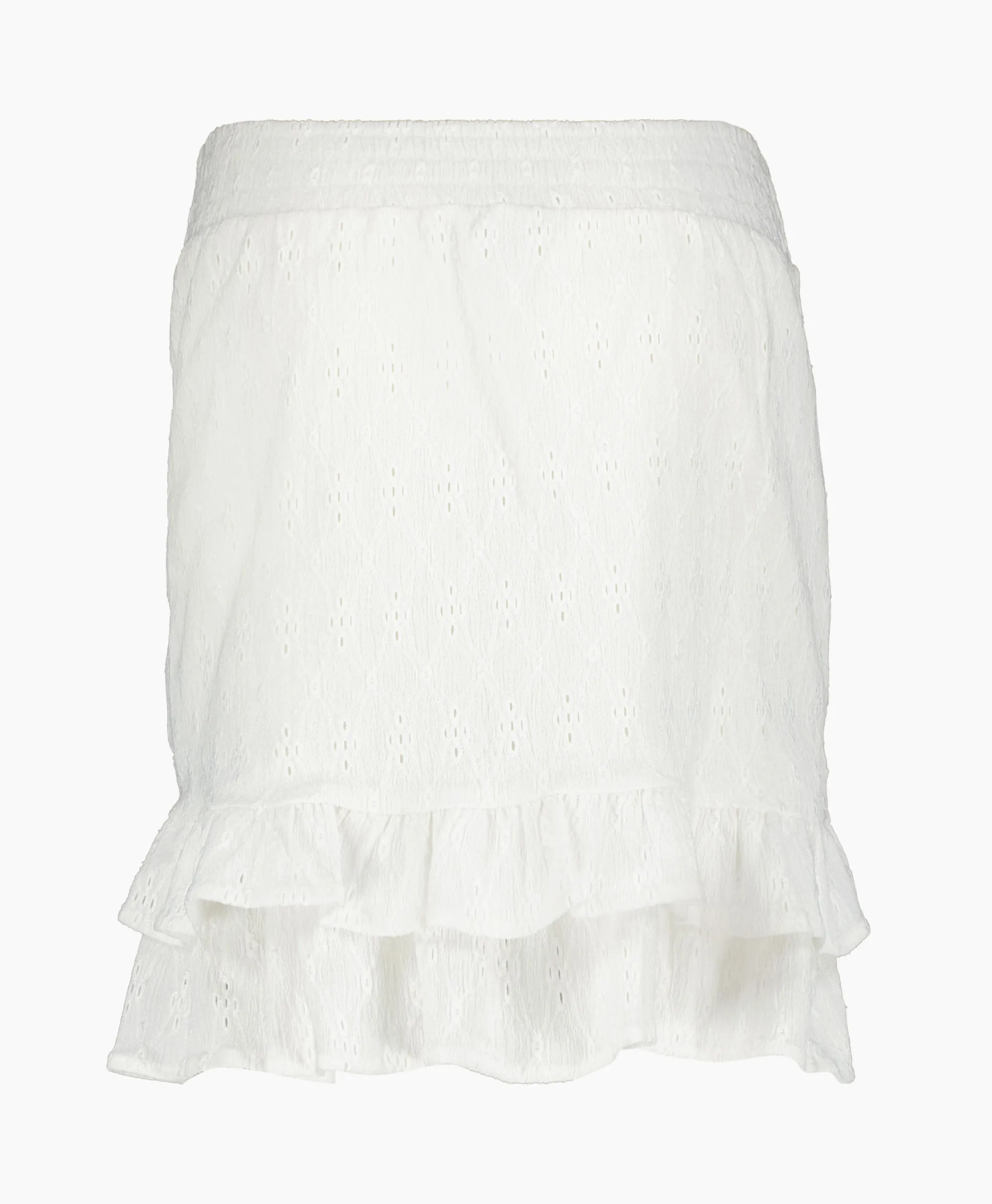 Alix The Label Minirok Knitted Jersey Broderie Skirt Off White*Dames Rokken