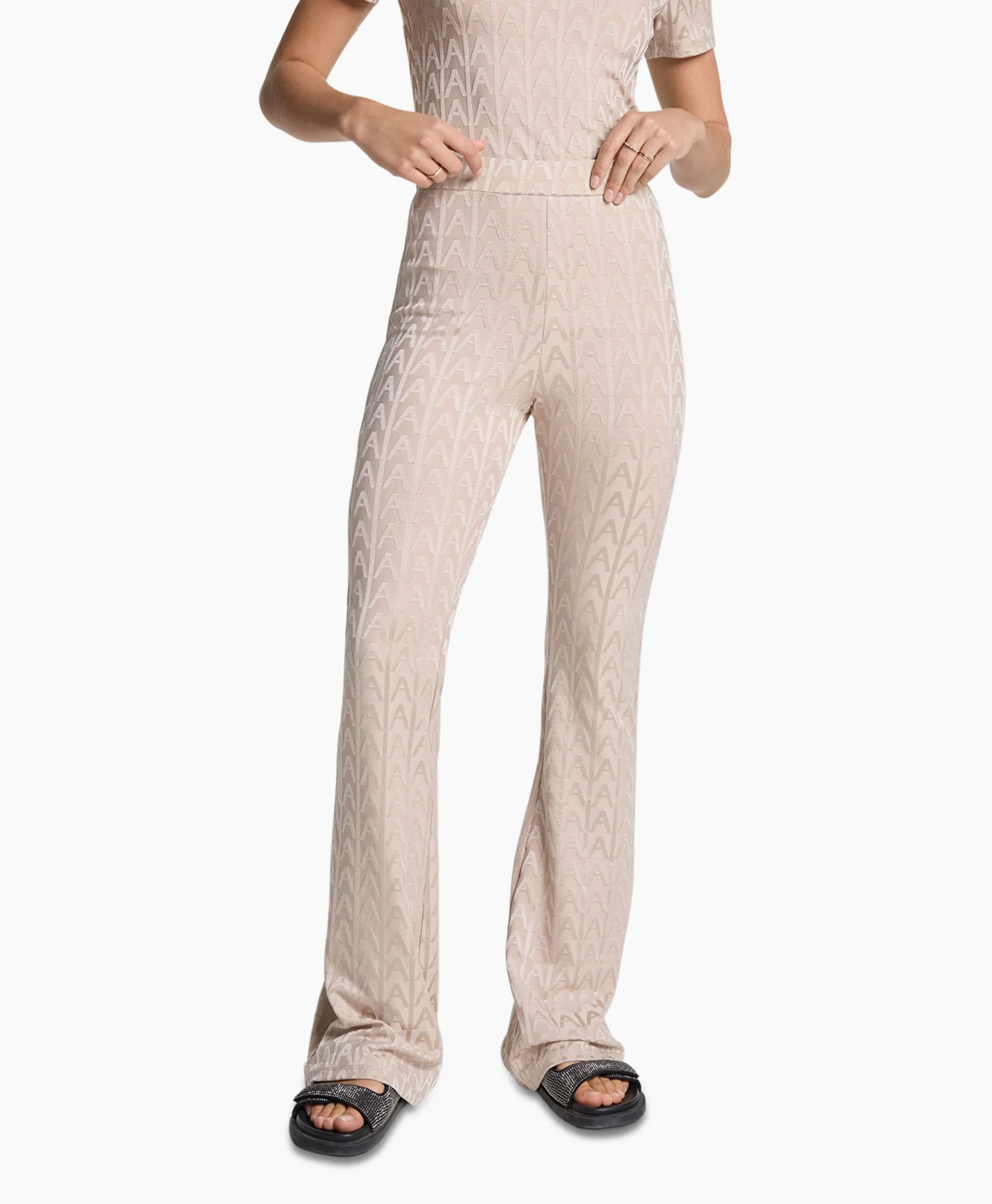 Alix The Label Pantalon Knitted A Jacquard Zand*Dames Broeken