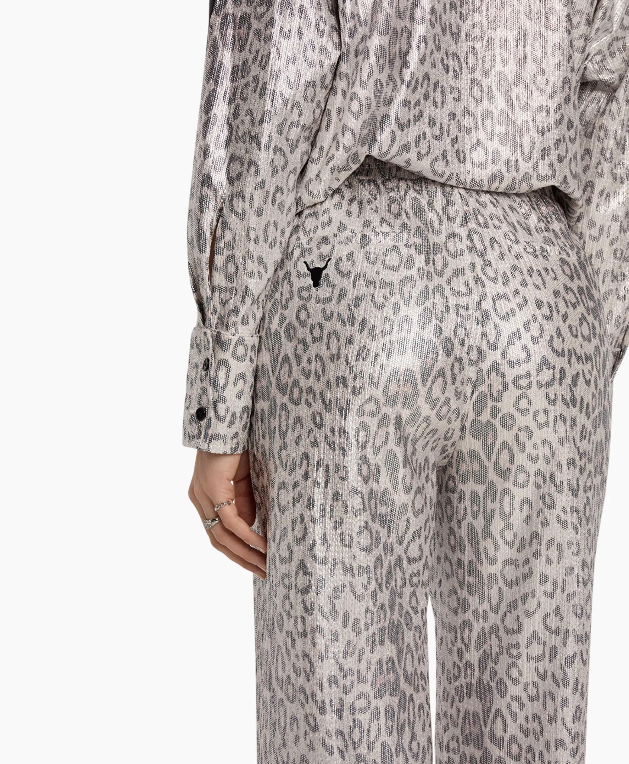 Alix The Label Pantalon Knitted Leopard Zilver*Dames Broeken