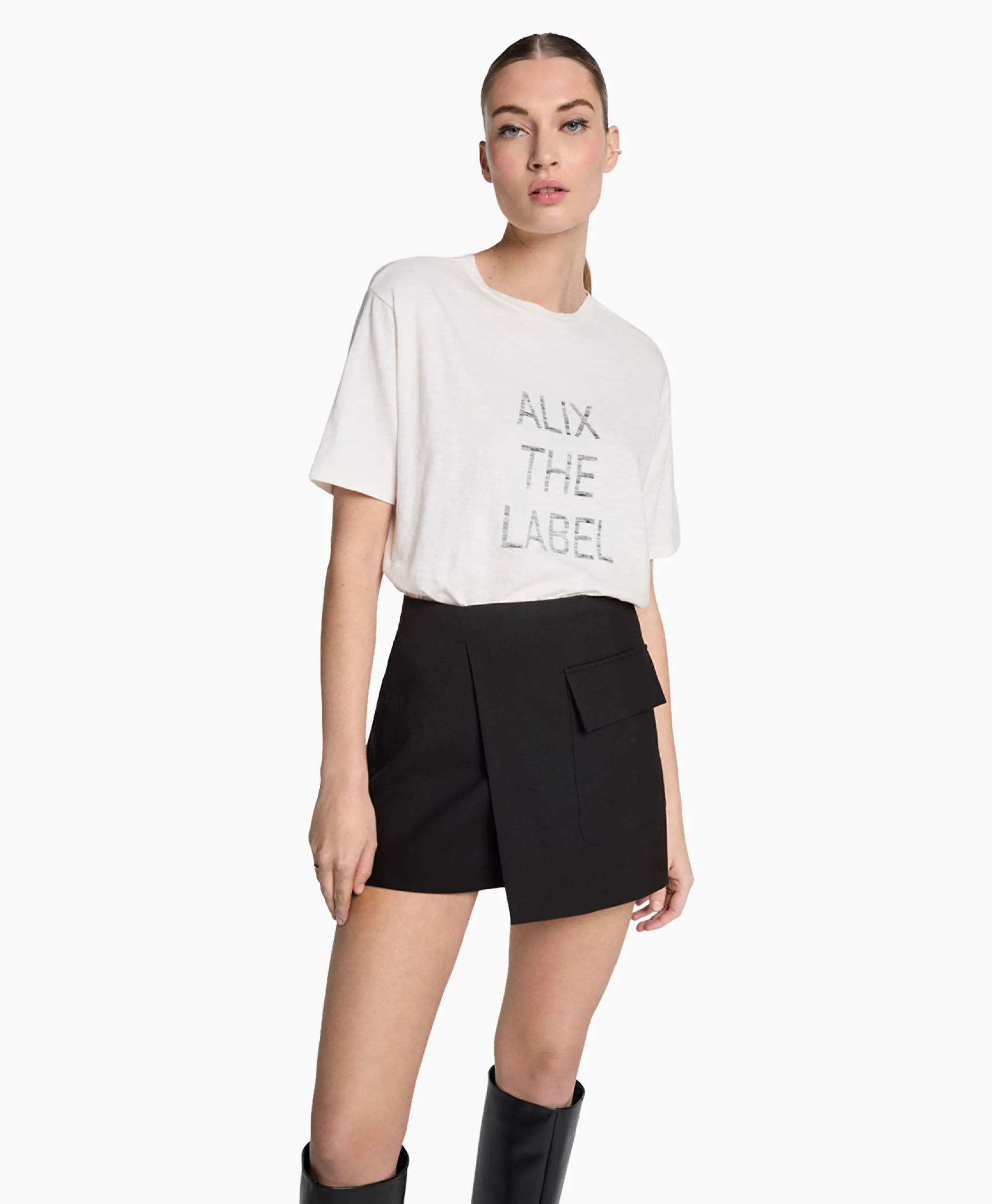 Alix The Label T-Shirt Korte Mouw Knitted Off White*Dames T-Shirts & Tops