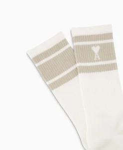 Ami Paris Sokken Adc Striped Beige*Heren Sokken