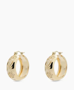 Anna+nina Oorbellen Flower Garland Stamped Hoop Earrings Bra Goud*Dames Sieraden
