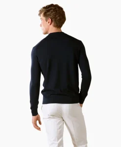 Aurelien Pullover Rib Zip Polos Ls Donker Blauw*Heren Truien