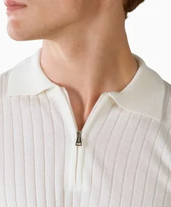 Aurelien Pullover Rib Zip Polos Ls Ivoor / Naturel*Heren Truien