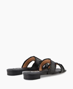 Bibi Lou Sandaal Zonder Hak Rafia Zwart*Dames Sandalen