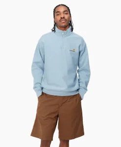 Carhartt Wip Sweater Half Zip American Script Blauw*Heren Truien