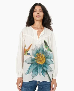 Chufy Blouse Bamboo Embroidered Blauw*Dames Blouses