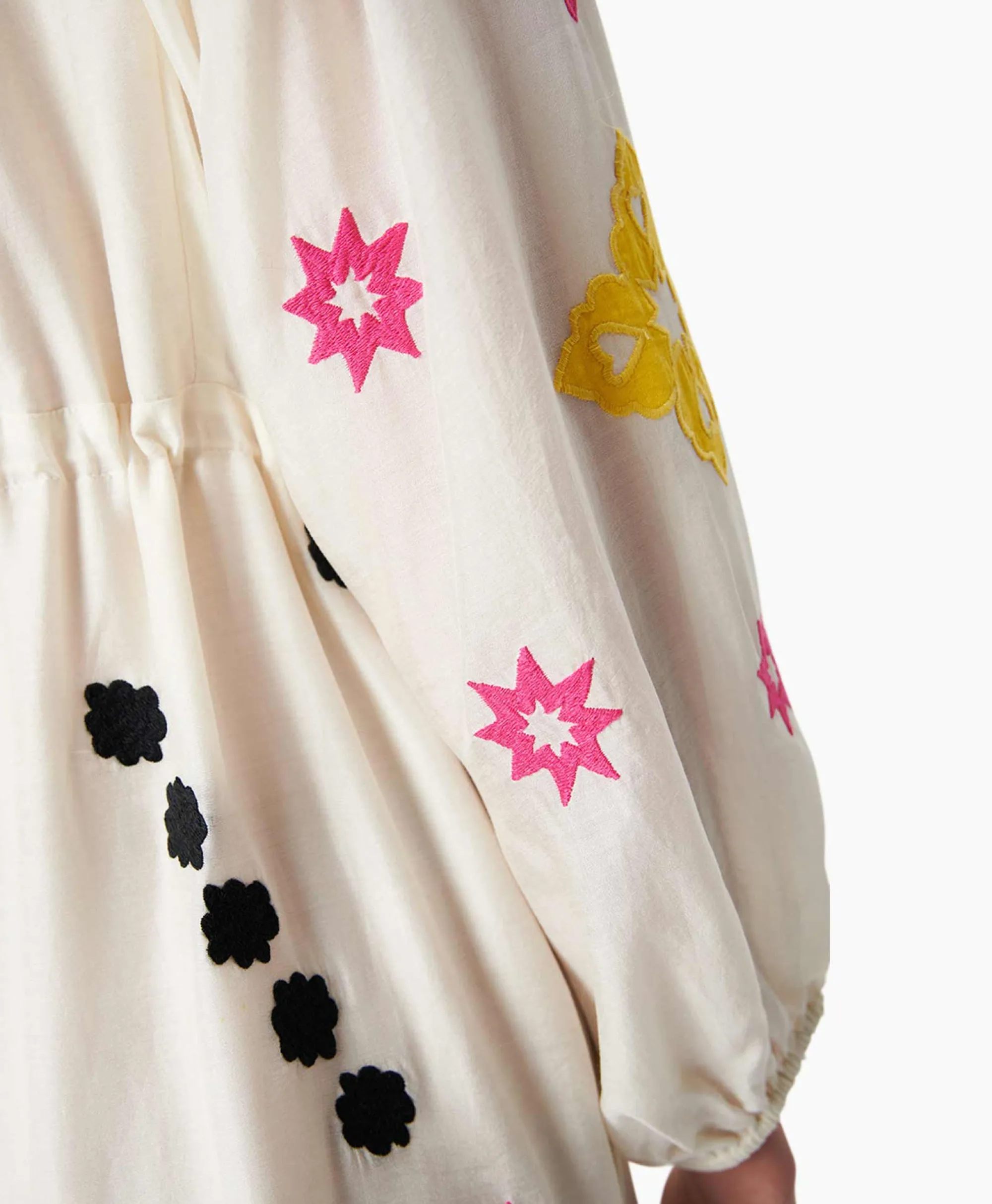 Chufy Maxi Jurk Gypsy Embroidered Ecru*Dames Bruiloftskleding