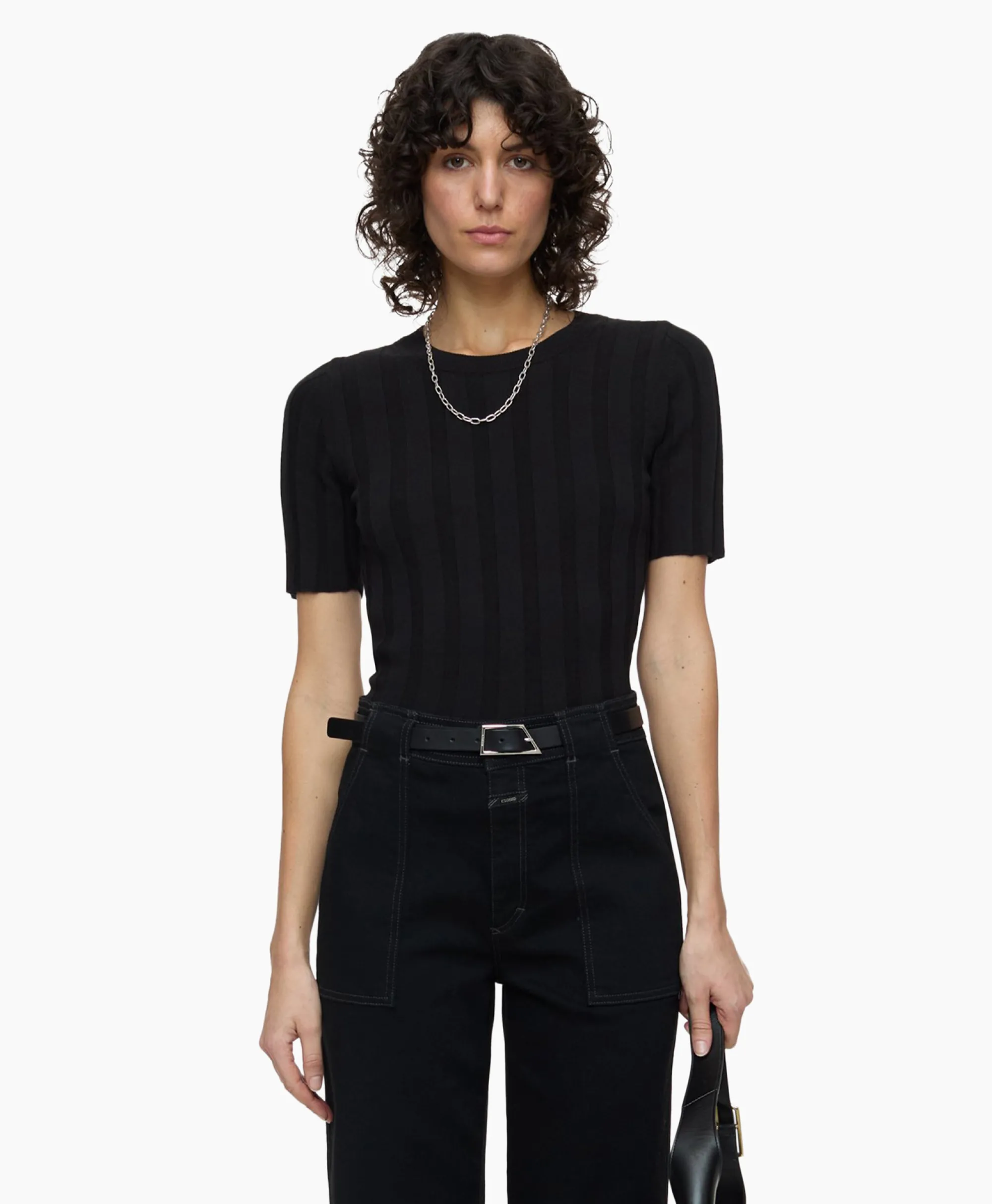 Closed Top Crew Neck Short Sleeve Zwart*Dames T-Shirts & Tops