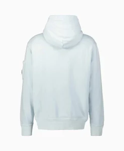 Cp Company Hoodie Cotton Diagonal Fleece Lens Licht Blauw*Heren Truien