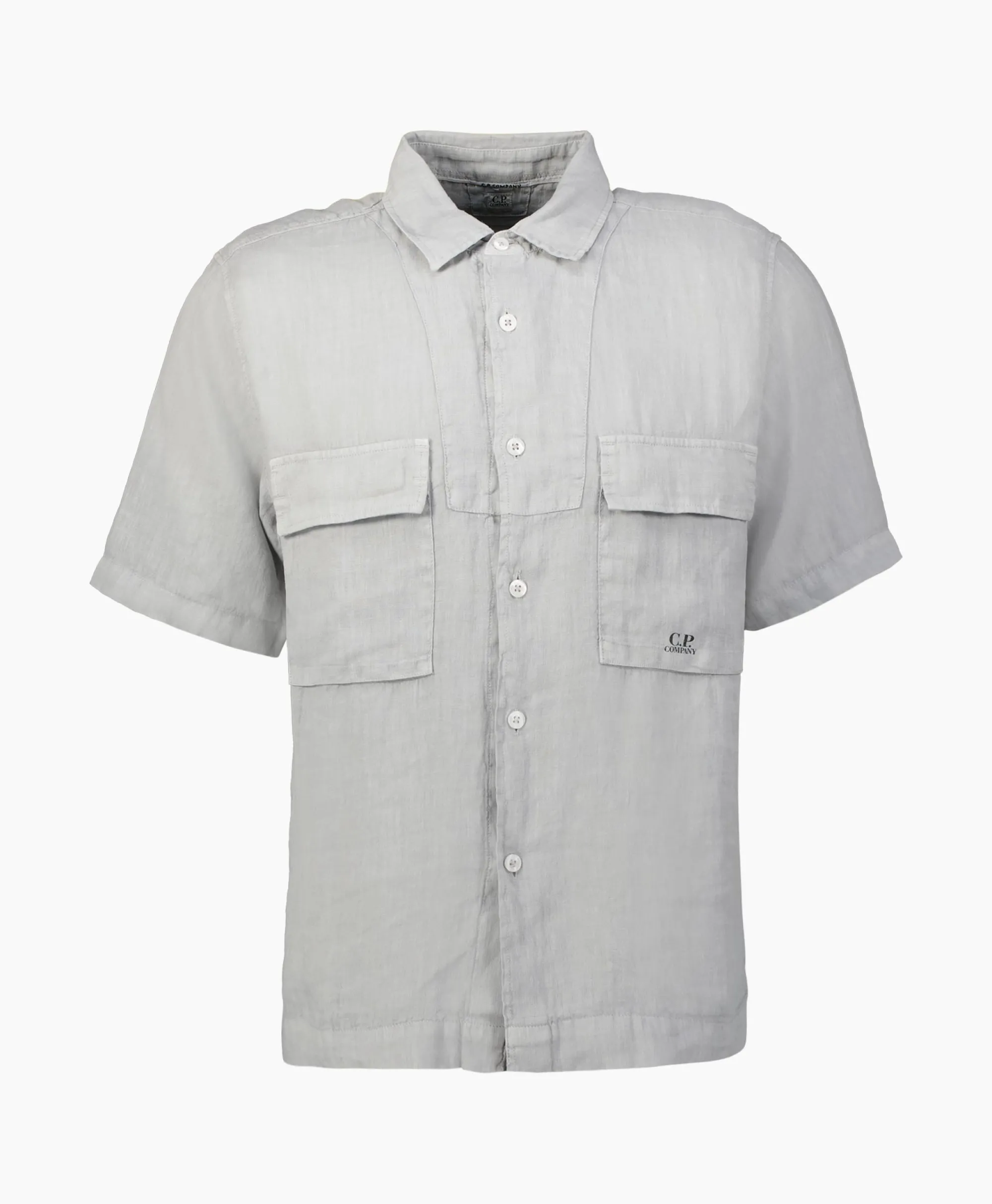 Cp Company Overhemd Linen Grijs*Heren Overhemden