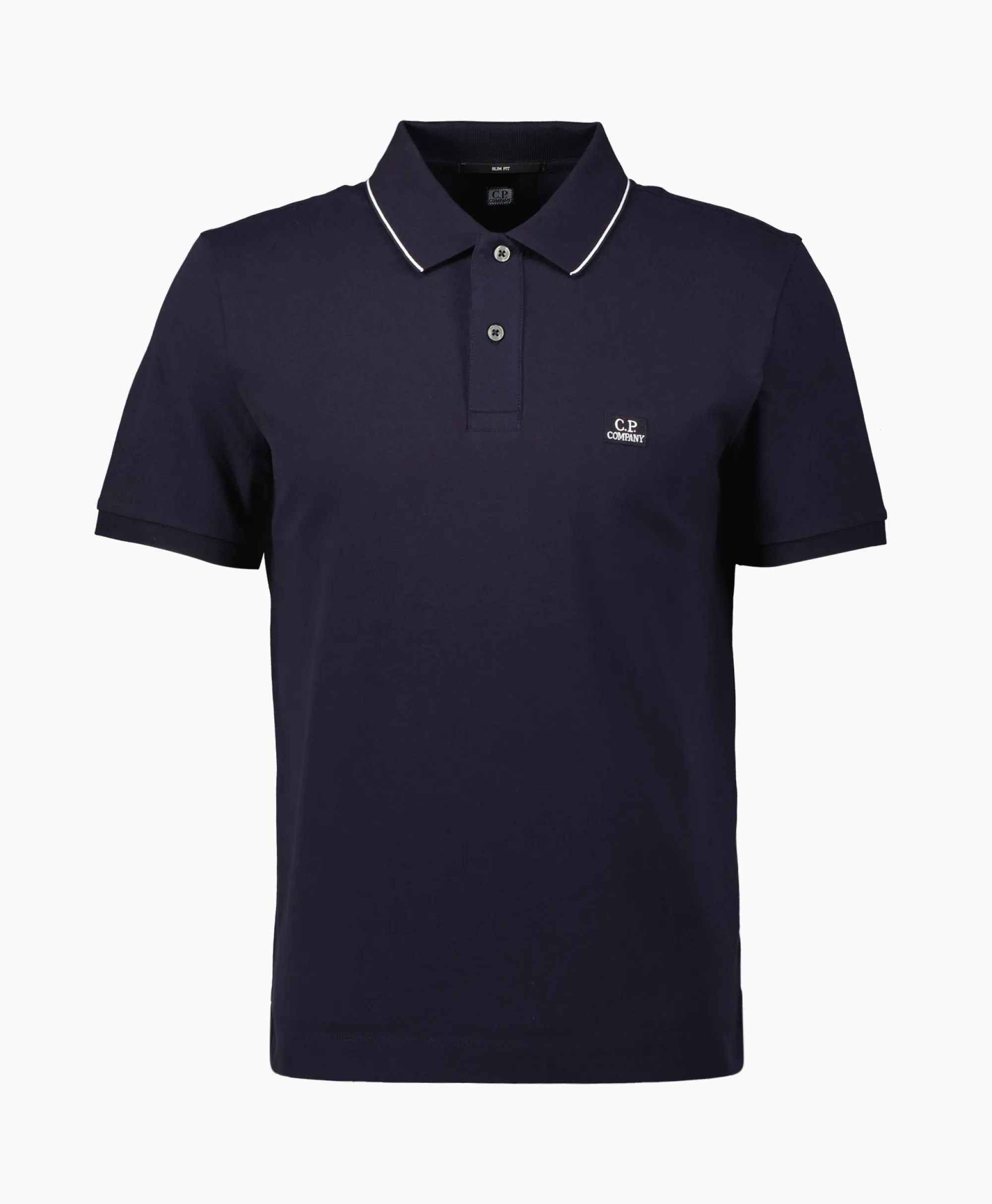 Cp Company Polo Stretch Piquet Striped Collar Donker Blauw*Heren Polo's
