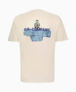 Cp Company T-Shirt Natural Jersey Ecru*Heren T-Shirts