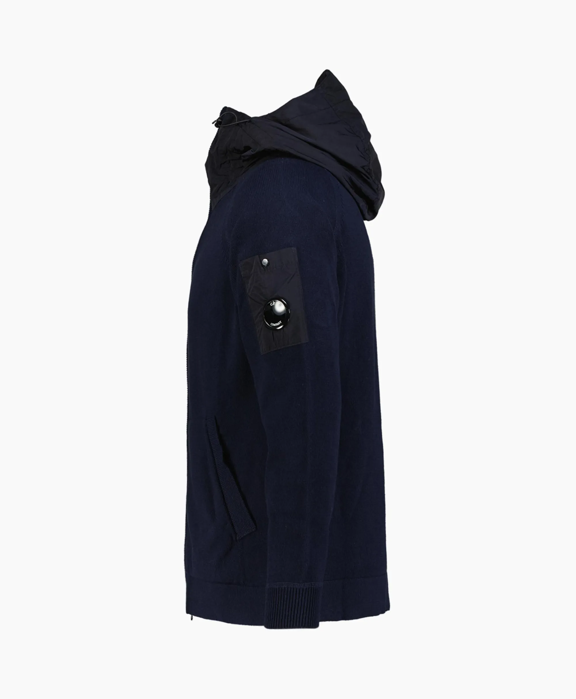 Cp Company Vest Cotton Mixed Hooded Knit Donker Blauw*Heren Vesten