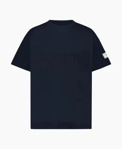 Flâneur Flaneur T-Shirt Korte Mouw Atelier Sleeve Amblem Donker Blauw*Heren T-Shirts