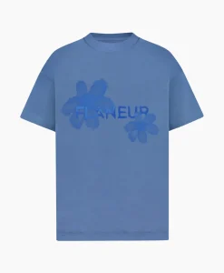 Flâneur Flaneur T-Shirt Korte Mouw Floral Watercolor Blauw*Heren T-Shirts