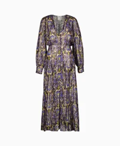 Forte_forte Maxi Jurk Print Fil Coup Long Dress Norther Light Blauw*Dames Jurken