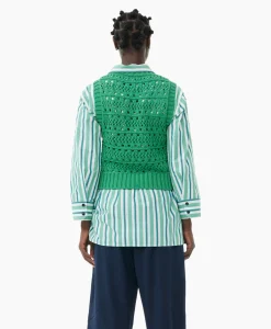 Ganni Spencer Cotton Rope Short Groen*Dames Truien