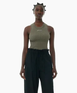 Ganni Top Melange Knit Sleeveless Bruin*Dames T-Shirts & Tops