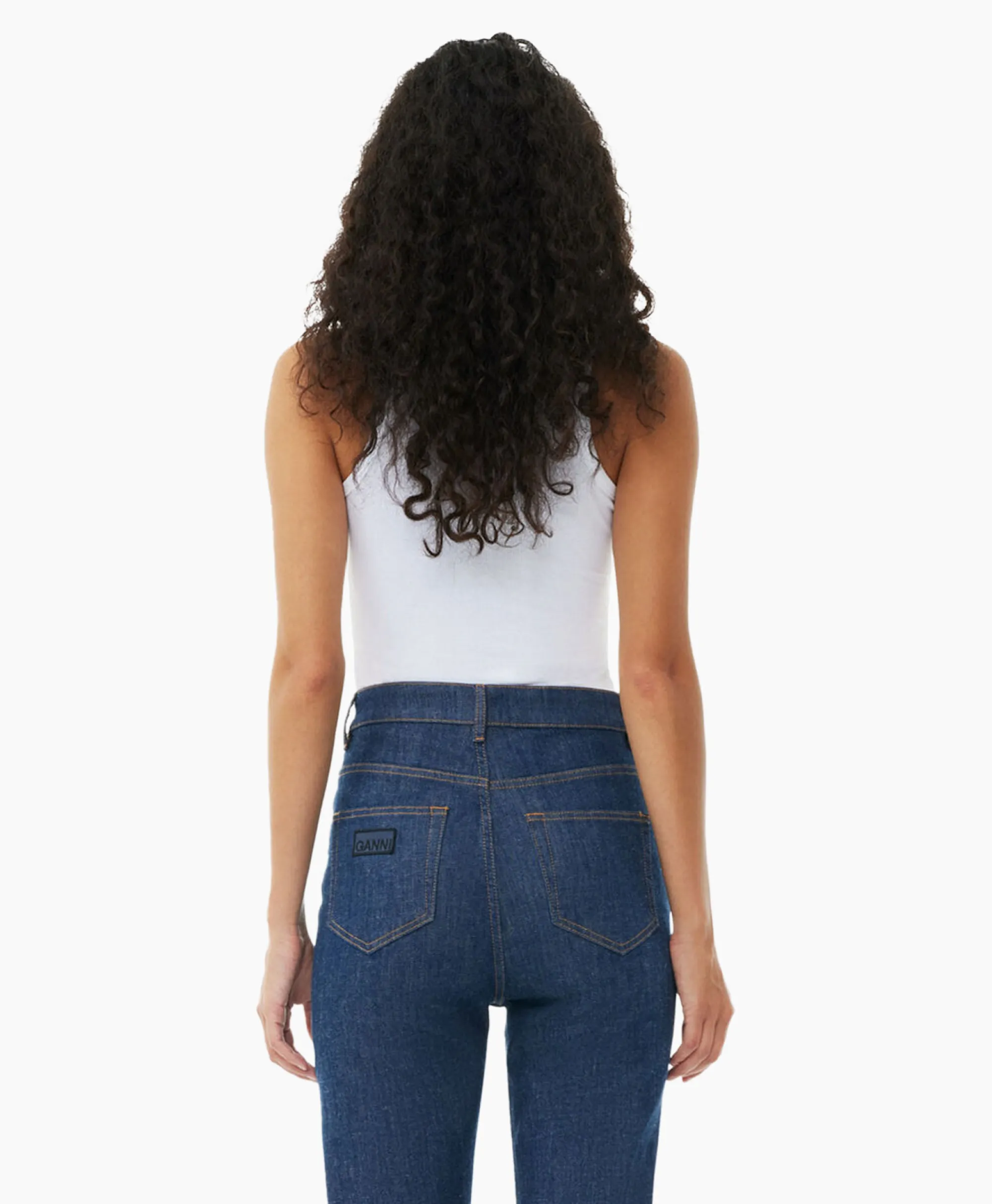 Ganni Top Soft Cotton Rib Tank Wit*Dames T-Shirts & Tops