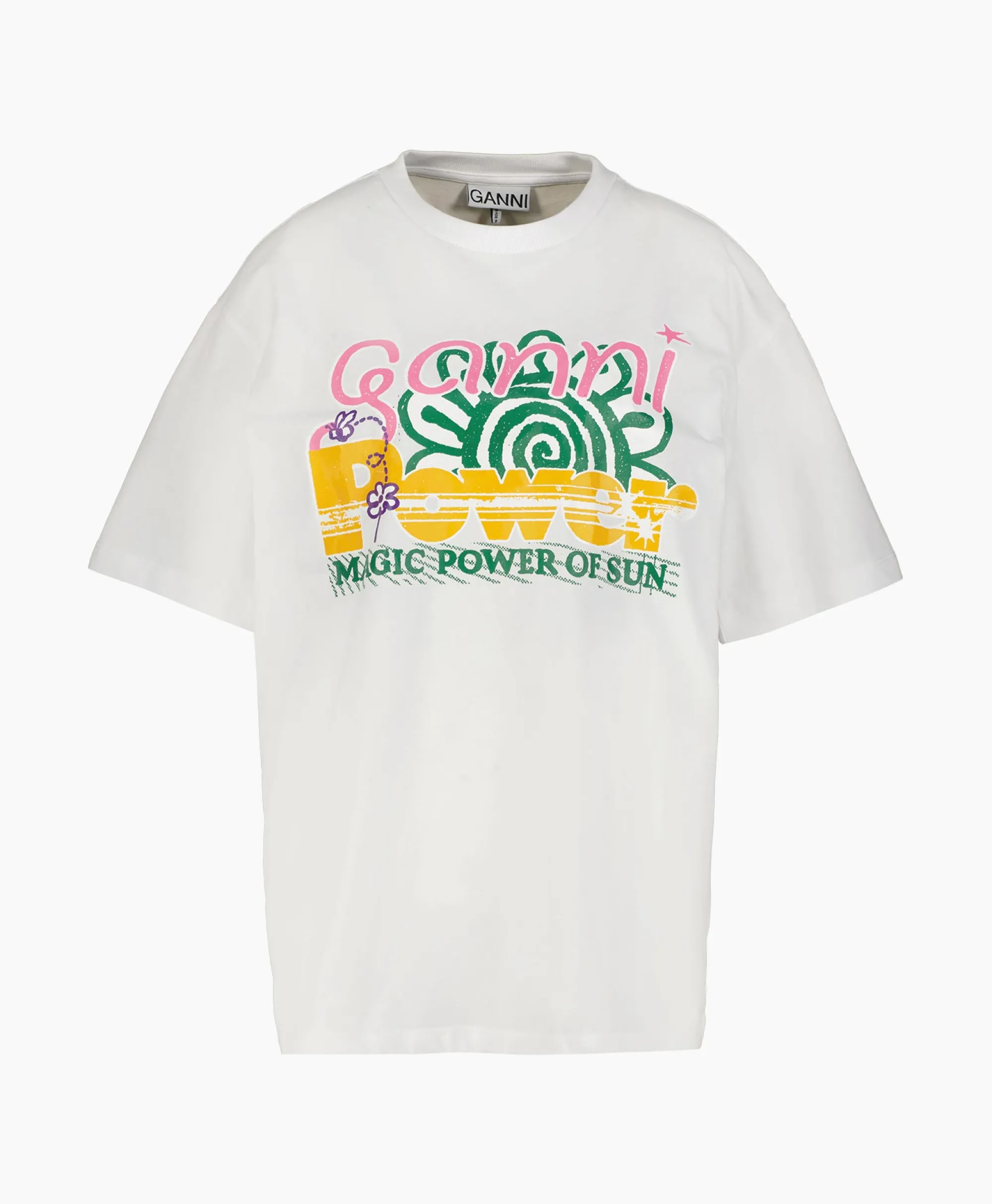 Ganni T-Shirt Korte Mouw Future Heavy Jersey Sun Short S Wit*Dames T-Shirts & Tops