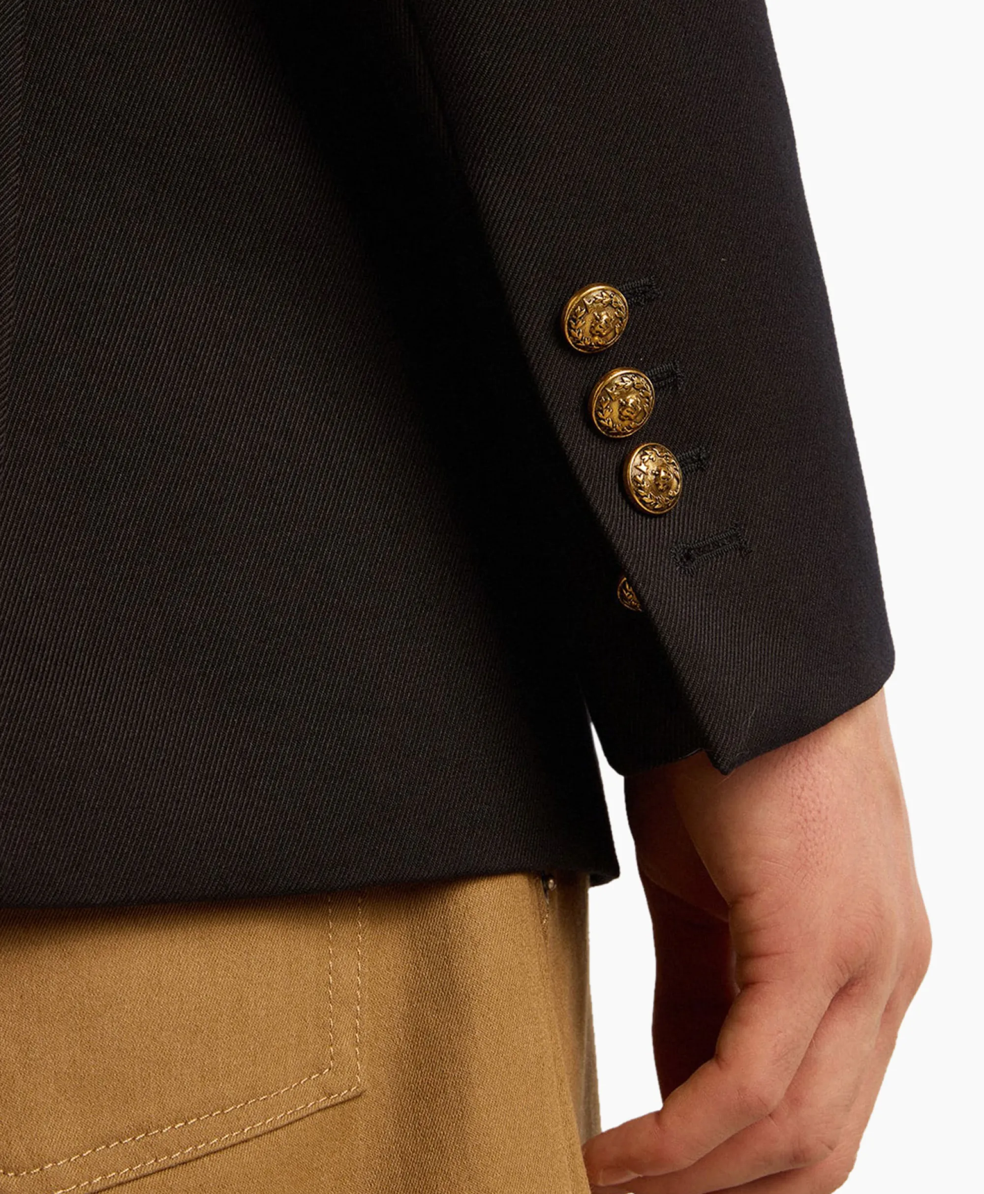 Golden Goose Blazer Golden M's Double Breasted Gabardine Wool Donker Blauw*Heren Colberts