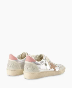 Golden Goose Sneaker Ballstar Laminated Upper Washed Suede Star Zilver*Dames Sneakers