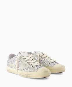 Golden Goose Sneaker V-Star 2 Glitter Upper Rubber Toe Suede St Zilver*Dames Sneakers