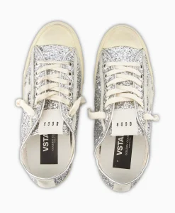 Golden Goose Sneaker V-Star 2 Glitter Upper Rubber Toe Suede St Zilver*Dames Sneakers