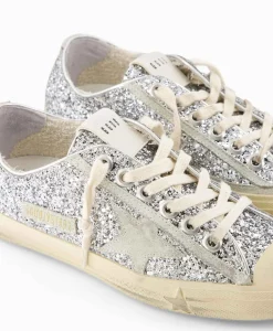 Golden Goose Sneaker V-Star 2 Glitter Upper Rubber Toe Suede St Zilver*Dames Sneakers