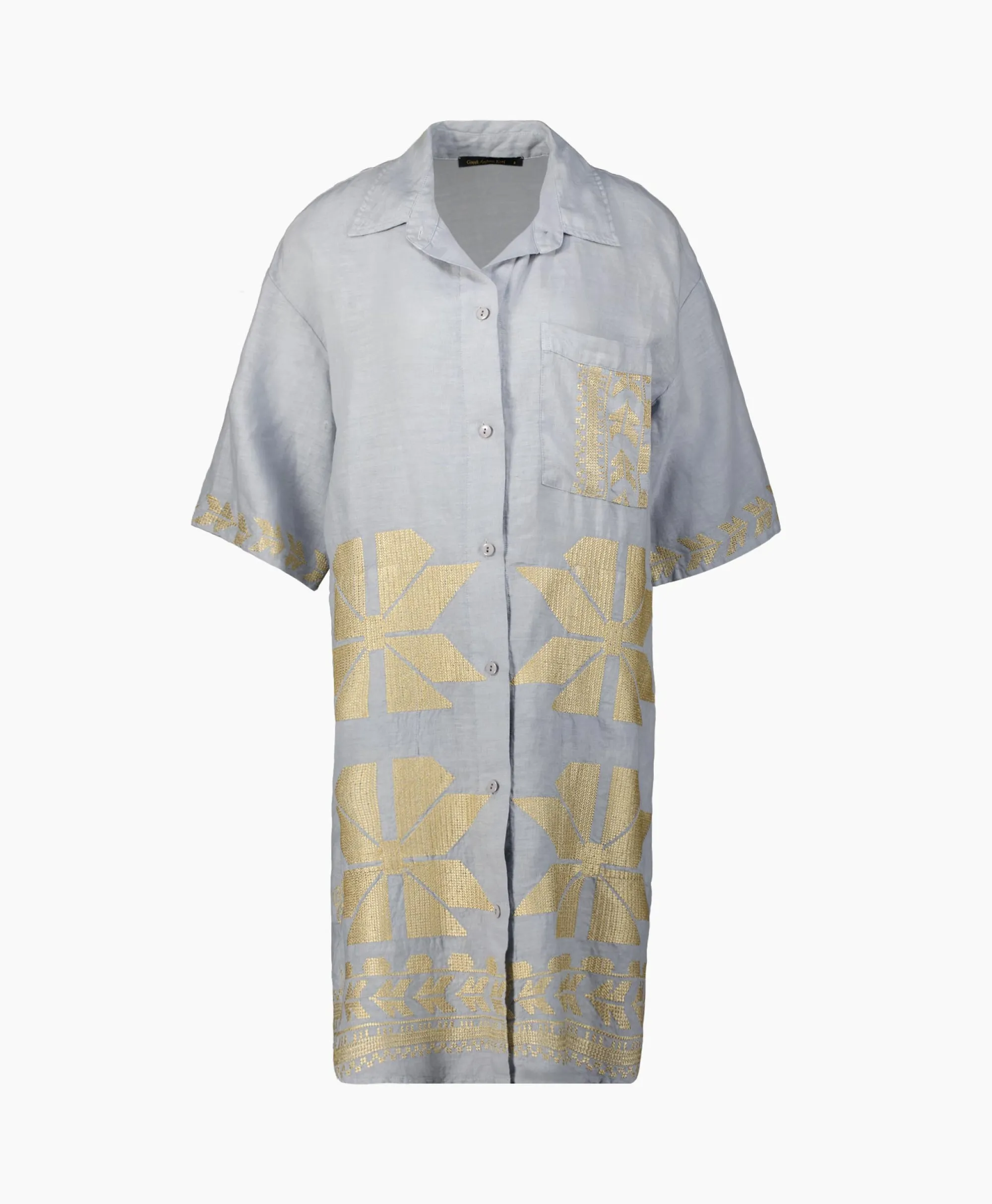 Greek Archaic Kori Maxi Jurk Aeolis Pocket Licht Grijs*Dames Bruiloftskleding