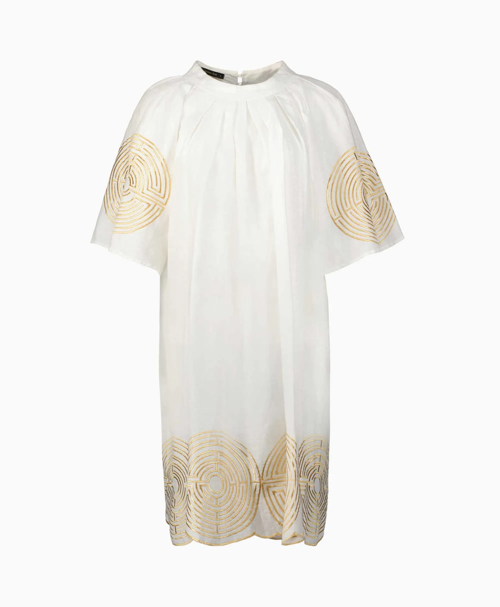 Greek Archaic Kori Mini Jurk Short Labyrinth Bell Sleeve Wit*Dames Bruiloftskleding