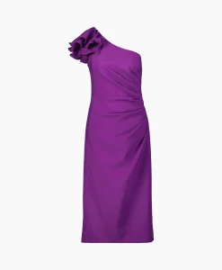 Joseph Ribkoff Midi Jurk One Shouder Paars*Dames Jurken