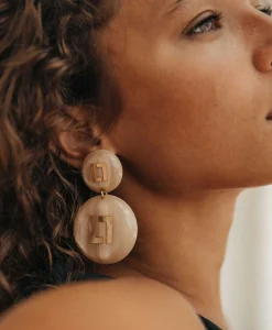 Lott. Gioielli Oorbellen Ce Re Round Logo Sand Goud*Dames Sieraden