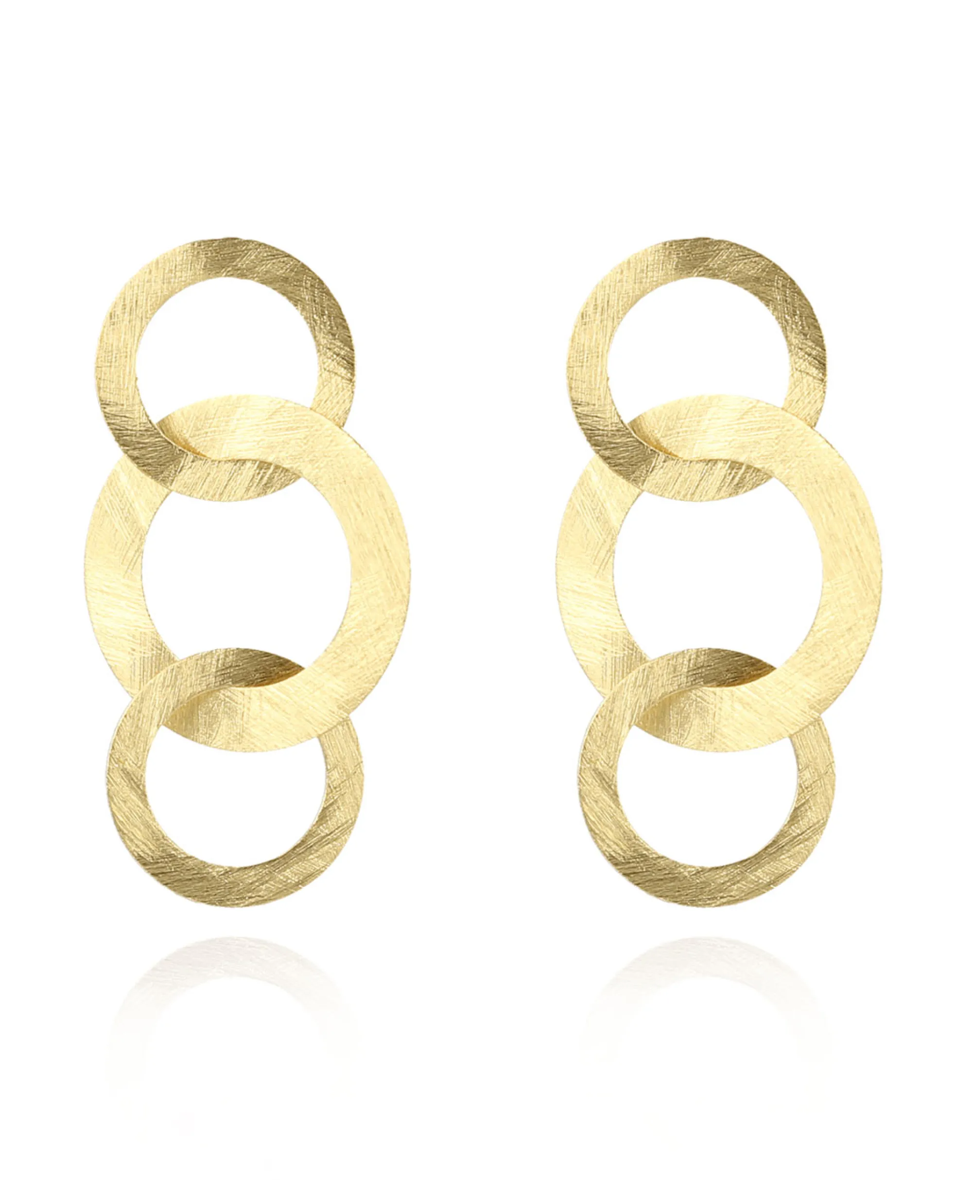 Lott. Gioielli Oorbellen Tripple Rounde Op Goud*Dames Sieraden