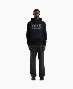 Olaf Hussein Hoodie Blur Logo Zwart*Heren Truien
