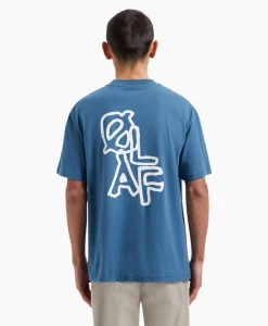 Olaf Hussein T-Shirt Korte Mouw Layered Logo Blauw*Heren T-Shirts