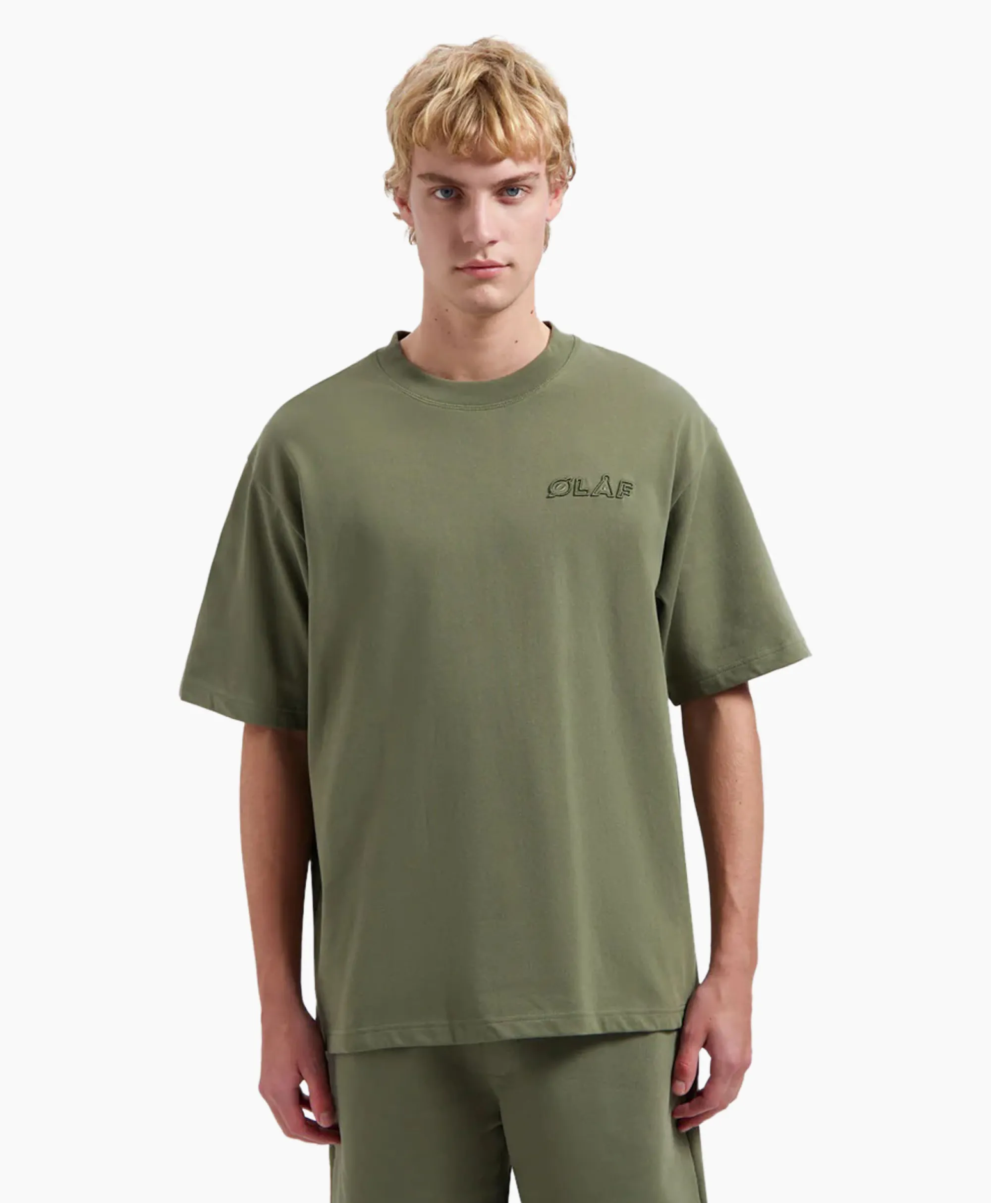 Olaf Hussein T-Shirt Korte Mouw Embroidery Groen*Heren T-Shirts