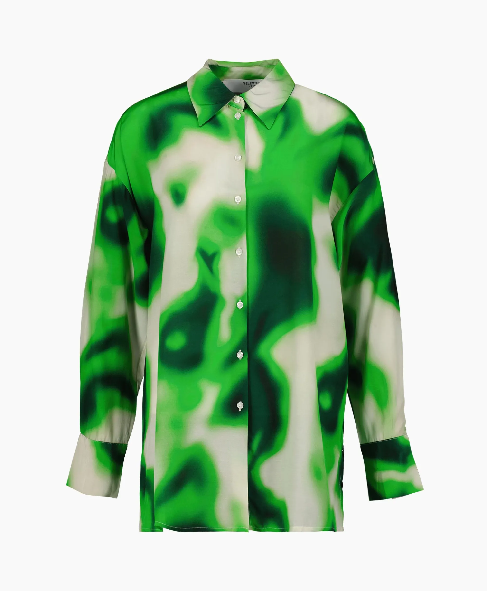 Selected Femme Blouse Claudine Ls Shirt B Groen*Dames Blouses