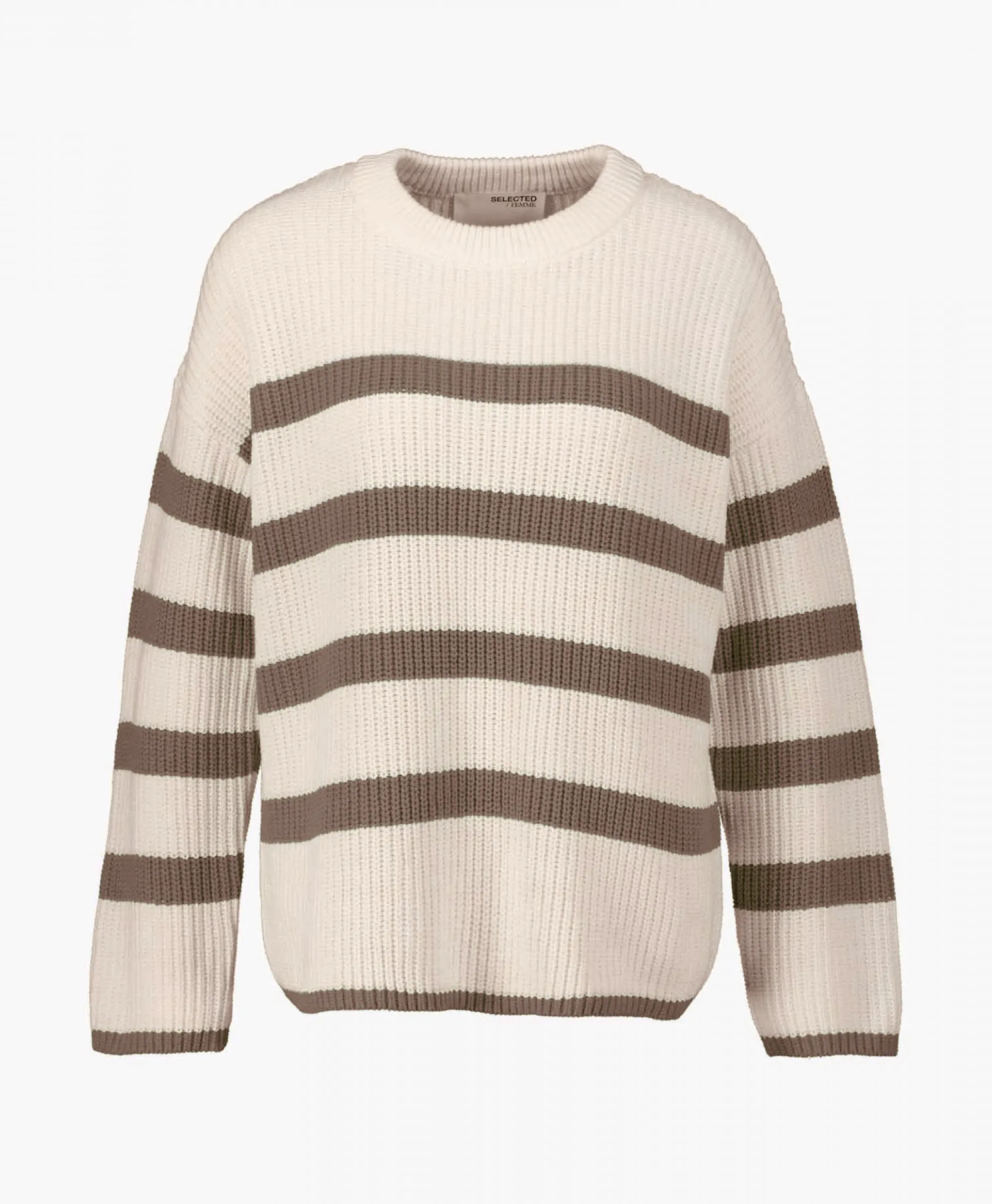 Selected Femme Gebreide Trui Bloomie Ls Knit O-Neck B Noos Beige*Dames Truien