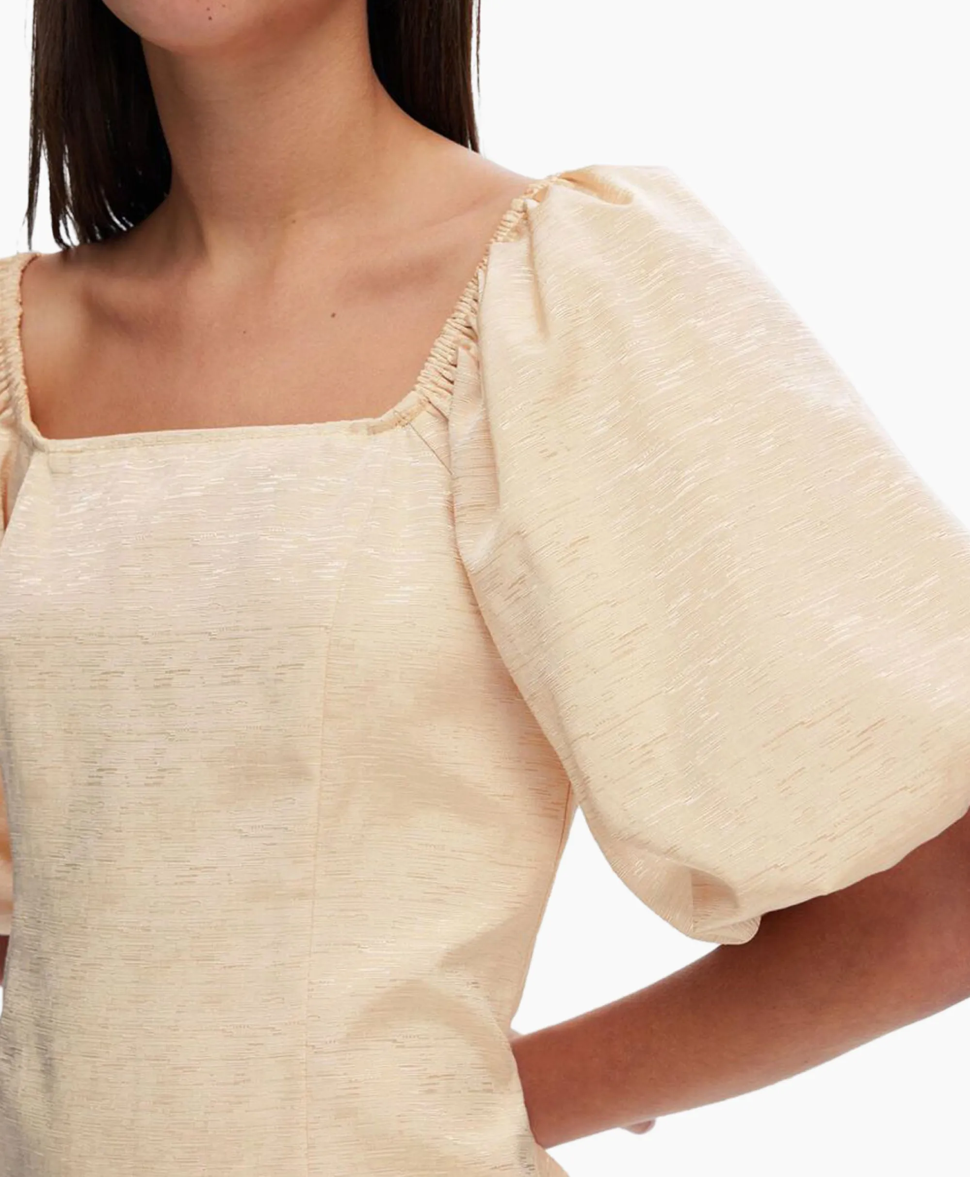 Selected Femme Jurk Firmina 3/4 On Off Short Dress B Zand*Dames Jurken