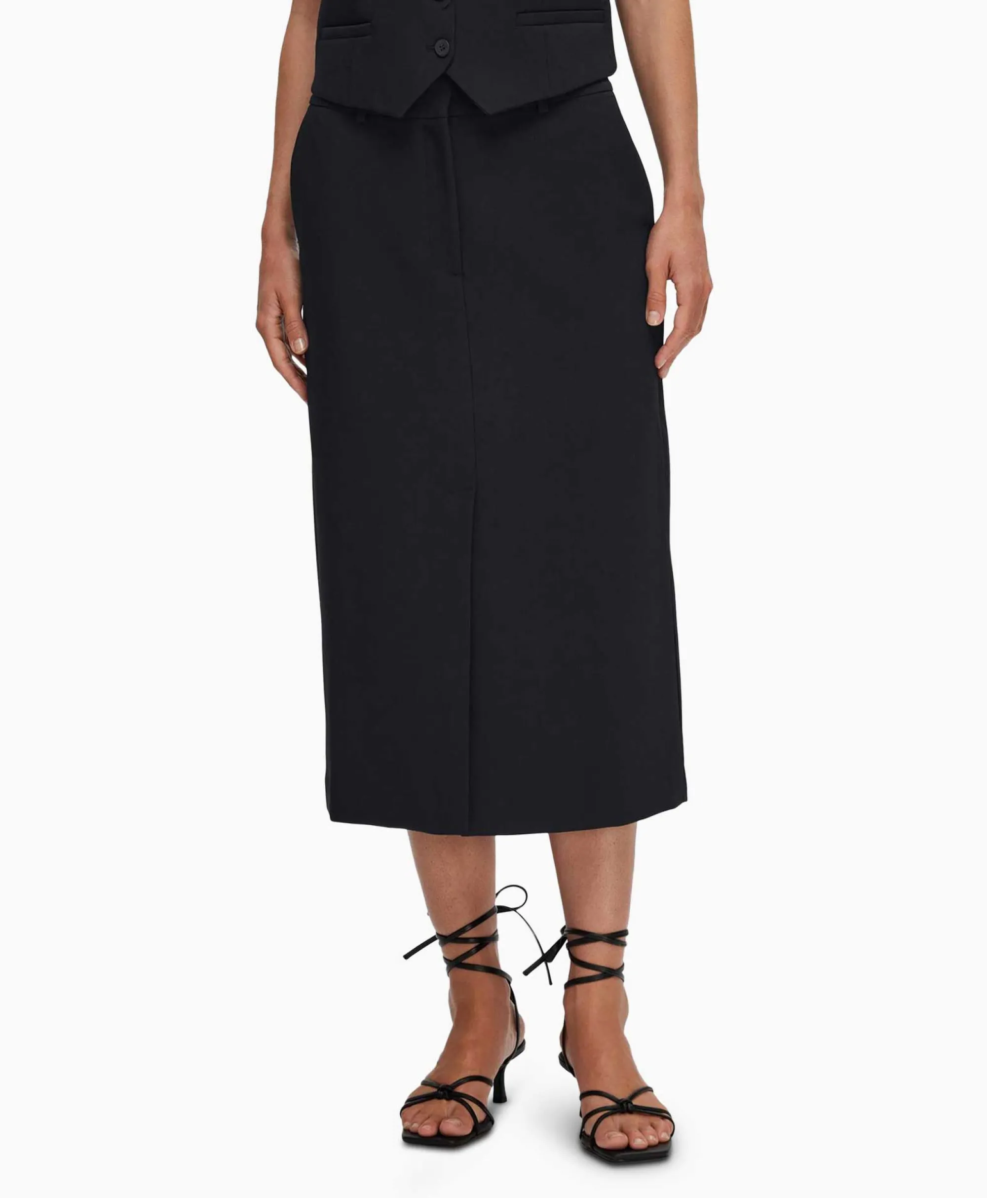 Selected Femme Midi Rok Rita Hw Long Skirt Dsm Donker Blauw*Dames Rokken