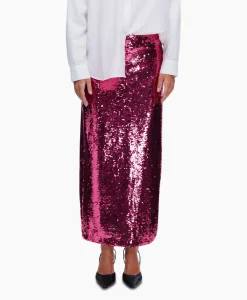 Selected Femme Rok Omina Hw Ankle Sequins Skirt B Pink*Dames Rokken