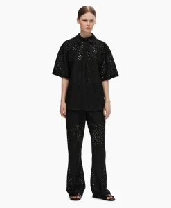 Selected Femme T-Shirt Karola 2/4 Oversize Lace Shirt B Zwart*Dames T-Shirts & Tops
