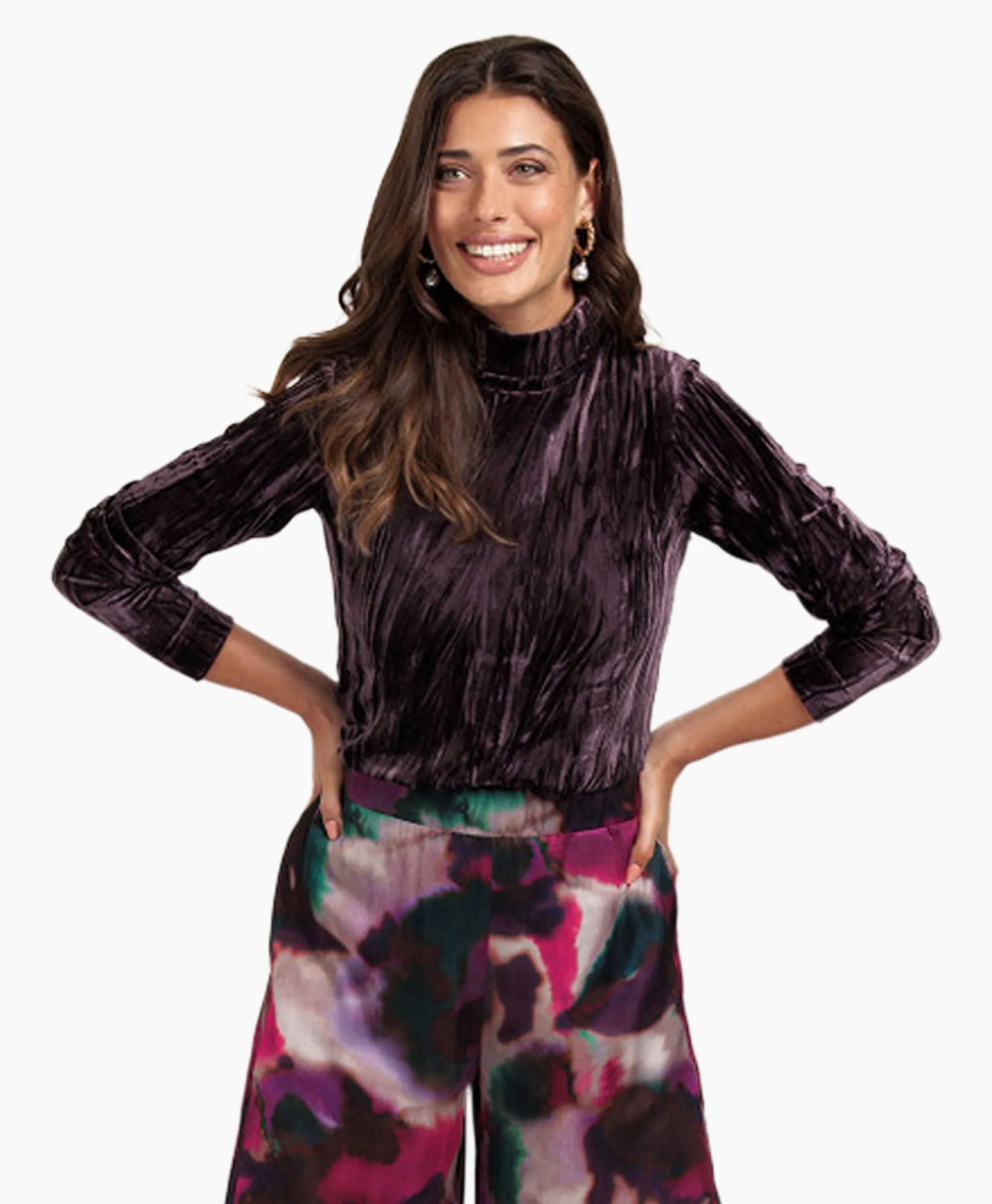 Studio Anneloes Top Avril Ls Velvet Bruin*Dames T-Shirts & Tops