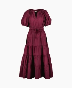 Ulla Johnson Midi Jurk Olina Bordeaux*Dames Jurken